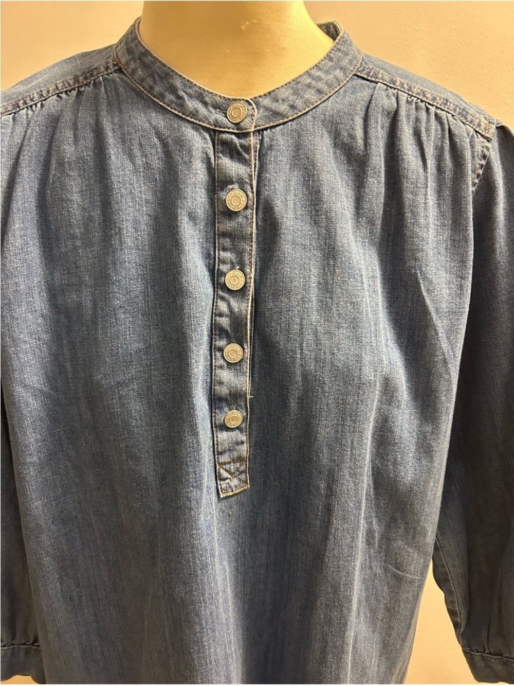 GAP Denim Blue Button-Front Tunic Dress - Picture 2 of 5